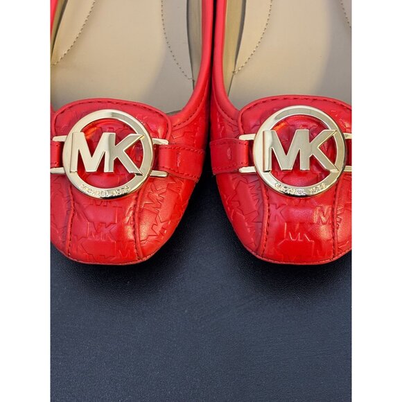Michael Kors Red Embossed Leather Ballet Flats Size 6 - Picture 3 of 8